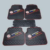 MG Universal PVC Rubber Floor Mat Black Red Mix Design 5 Pcs - Rubber Floor Mats - Car Mats - Foot Mat For Car
